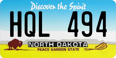 ND license plate HQL494