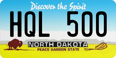 ND license plate HQL500
