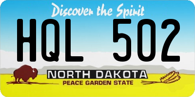 ND license plate HQL502