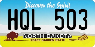 ND license plate HQL503