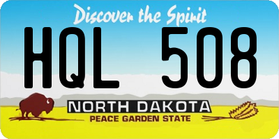 ND license plate HQL508