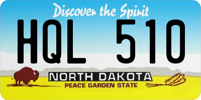 ND license plate HQL510