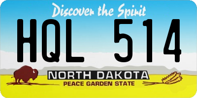 ND license plate HQL514