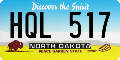 ND license plate HQL517