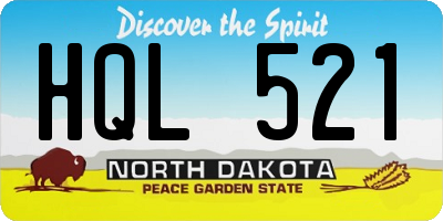 ND license plate HQL521