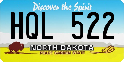 ND license plate HQL522