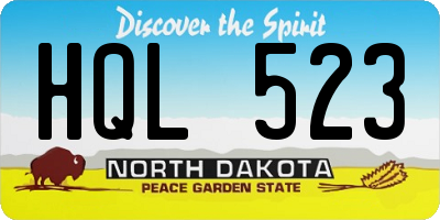 ND license plate HQL523
