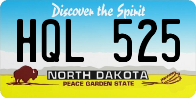 ND license plate HQL525