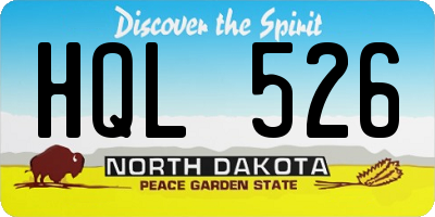 ND license plate HQL526