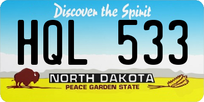 ND license plate HQL533