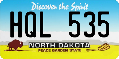 ND license plate HQL535