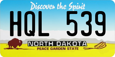 ND license plate HQL539