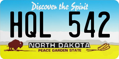ND license plate HQL542