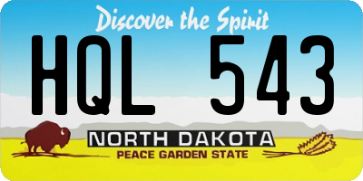 ND license plate HQL543
