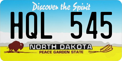 ND license plate HQL545