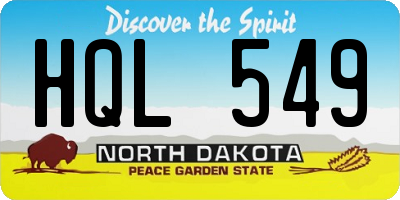 ND license plate HQL549