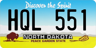 ND license plate HQL551