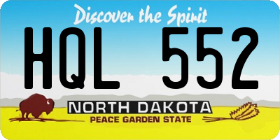 ND license plate HQL552