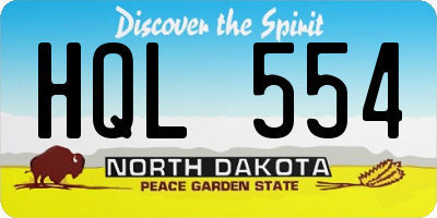 ND license plate HQL554