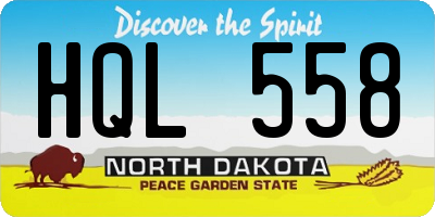 ND license plate HQL558