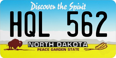 ND license plate HQL562
