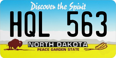 ND license plate HQL563