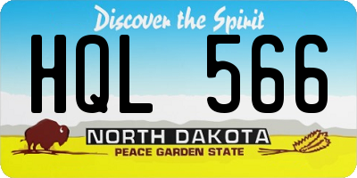 ND license plate HQL566
