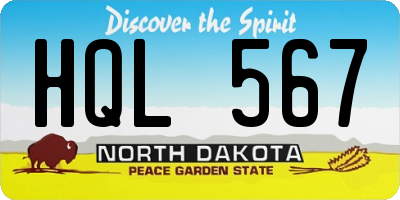 ND license plate HQL567