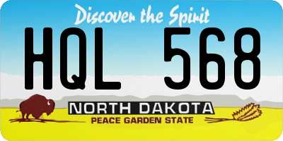 ND license plate HQL568