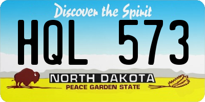 ND license plate HQL573