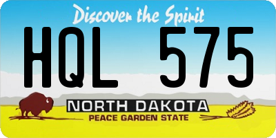 ND license plate HQL575