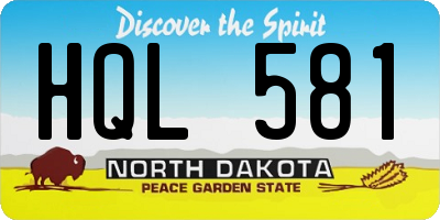 ND license plate HQL581