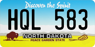 ND license plate HQL583