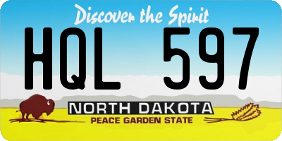 ND license plate HQL597