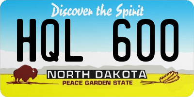 ND license plate HQL600