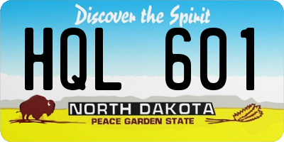 ND license plate HQL601