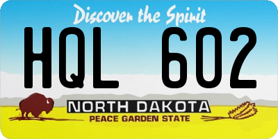 ND license plate HQL602