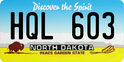 ND license plate HQL603