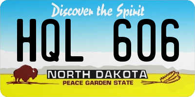 ND license plate HQL606
