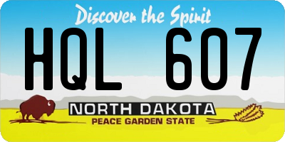 ND license plate HQL607