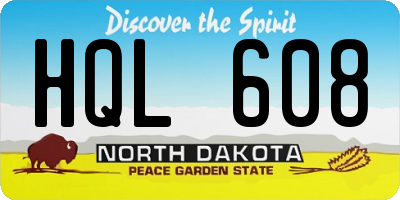 ND license plate HQL608