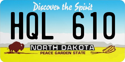ND license plate HQL610