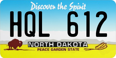 ND license plate HQL612