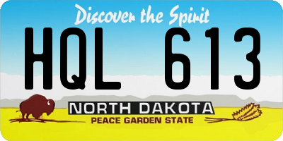 ND license plate HQL613