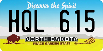 ND license plate HQL615