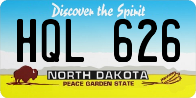 ND license plate HQL626
