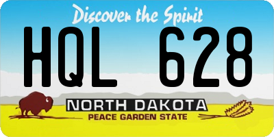 ND license plate HQL628