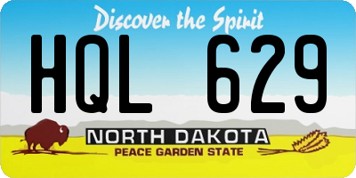 ND license plate HQL629