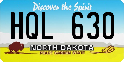 ND license plate HQL630