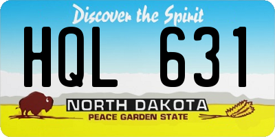 ND license plate HQL631